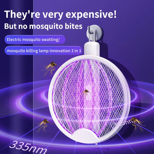 Raquette Anti-Moustiques Électrique 4 En 1, Aste Par USB, Lampe UV, Leurre Anti-Moustiques, Monténégro D'Insectes, Pliable, Vague De Lumière