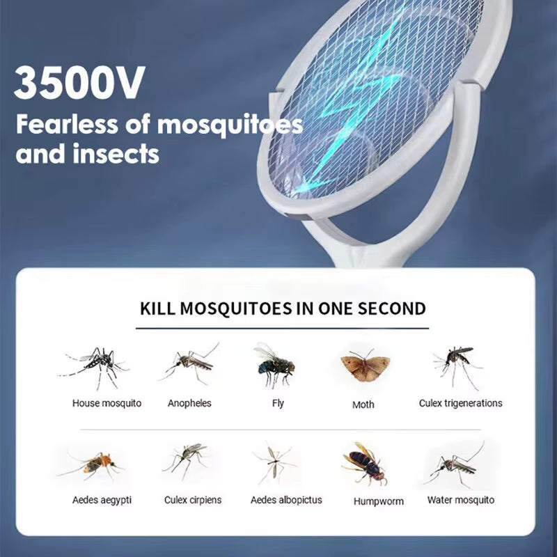 Raquette À Charge Rapide 5 En 1, Tue Les Insectes Volants, Lampe Isolée De Sécurité Alimentée Par Batterie, Tapette À Moustiques Électrique Réglable ABS